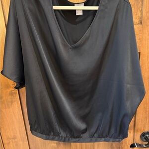 Black satin v neck top